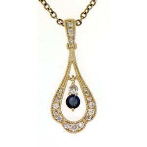 Real Diamond Fine Dangling Blue Sapphire Pendant Gemstone Jewelry